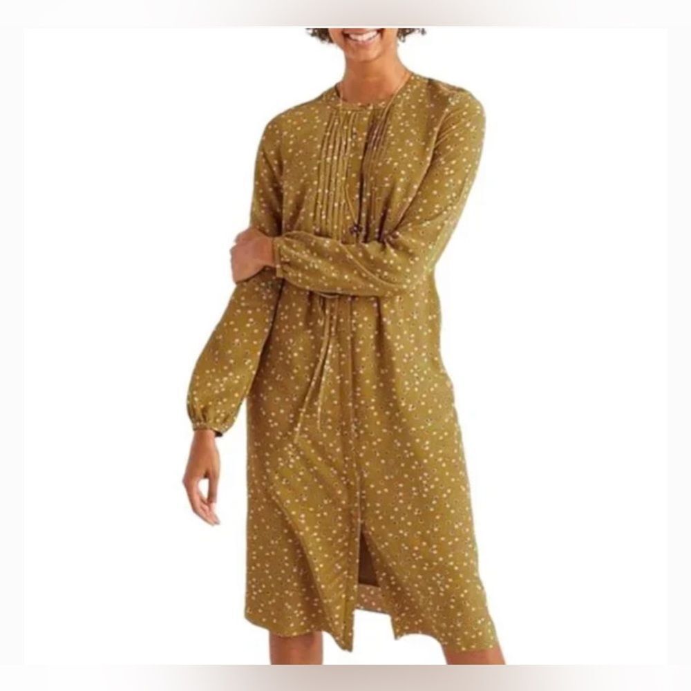 Boden Trumpet Sweet Flower Corrina Pleated Long Sleeve Dress sx 6